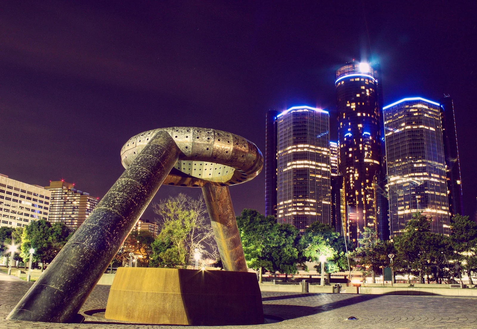 Detroit skyline after dark